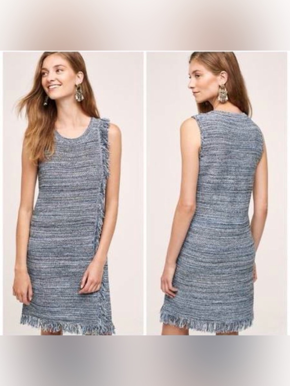 Holding Horses for Anthropologie Texture Knit Sweater Dress Fringe Sz XSmall